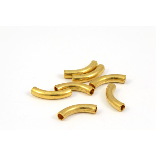 CURVED TUBE GOLD BEAD 10X2MM